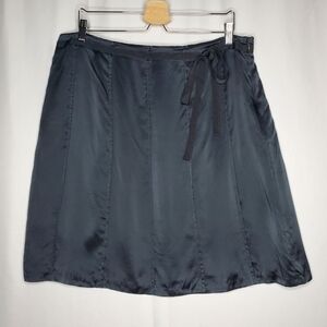 Mossimo Silk Skirt Womens 16 Black Satin Tie Lined Mini Y2K Whimsigoth Fairycore